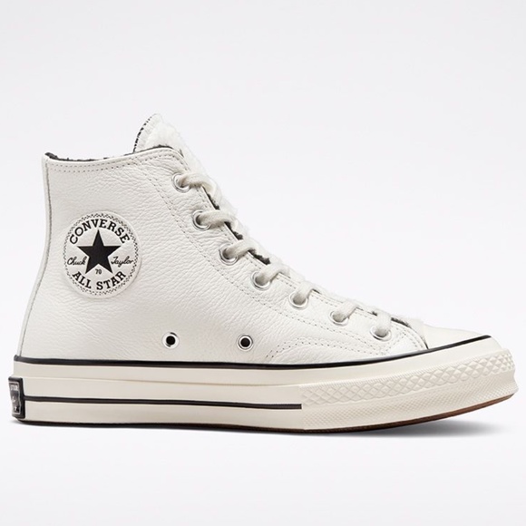 Converse Shoes - Size 7 Converse Chuck Taylor Cream Leather All-Star 70 Hi Sherpa Egret Sneaker